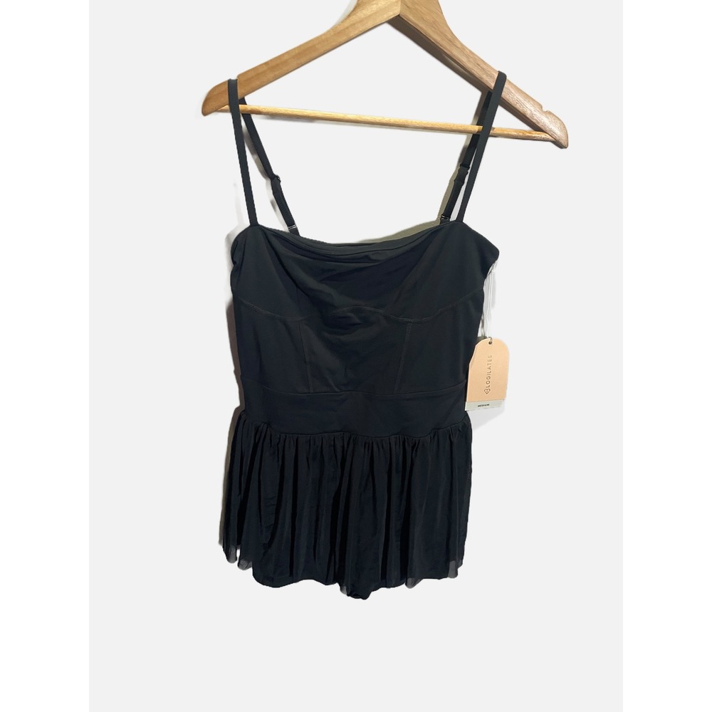 Black Skirted One-Piece Jumpsuit Romper - Picture 3 of 6